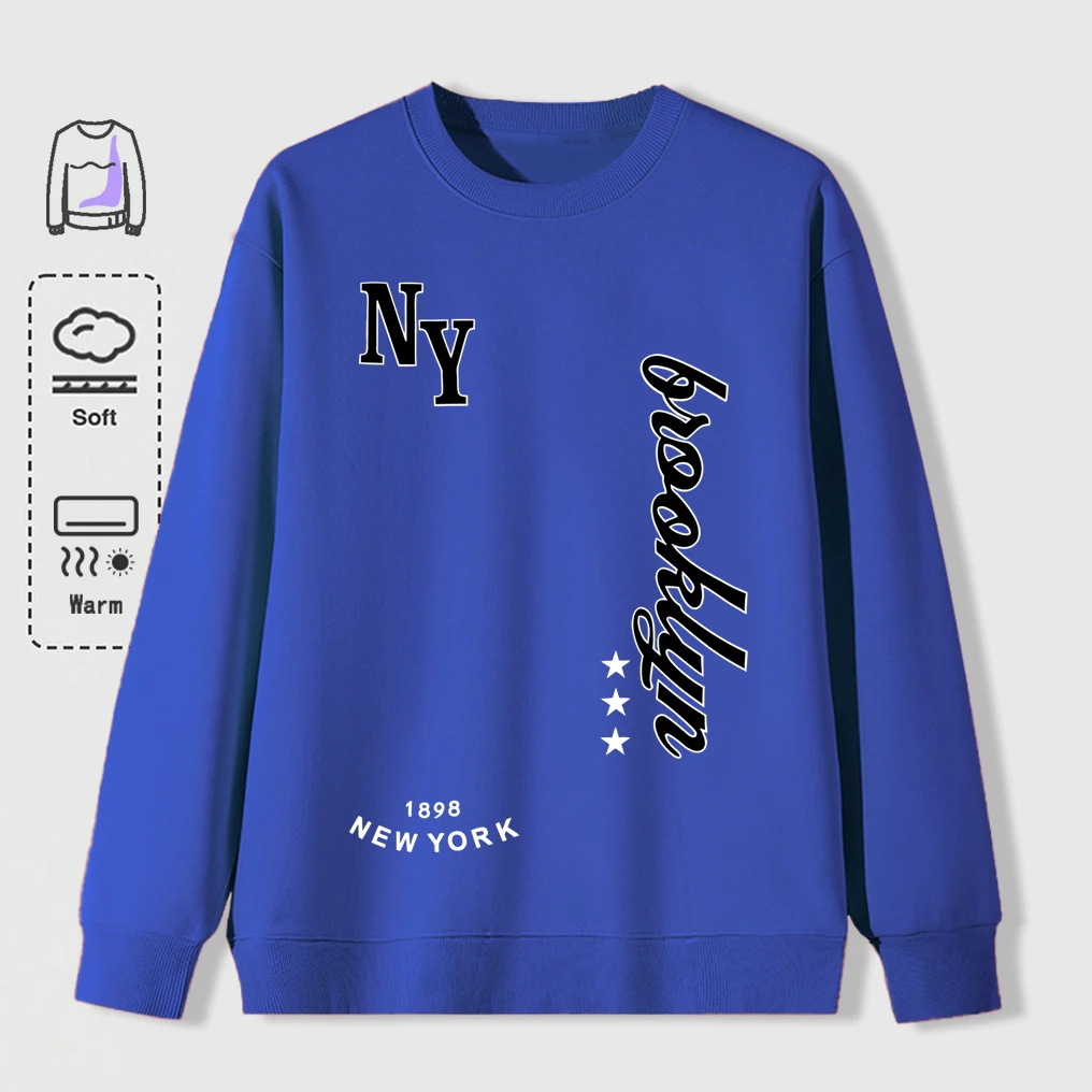 نيويورك بروكلين 1898 الفن رسالة مطبوعة رجل البلوز الصوف البلوفرات الدافئة ملابس غير رسمية س الرقبة للجنسين ملابس رياضية بسيطة