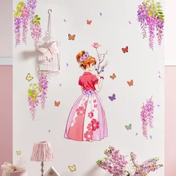 Butterfly Girl Floral Living Room Decorative stickers Girl Room Children's Bedroom background wall decorative wall stickers