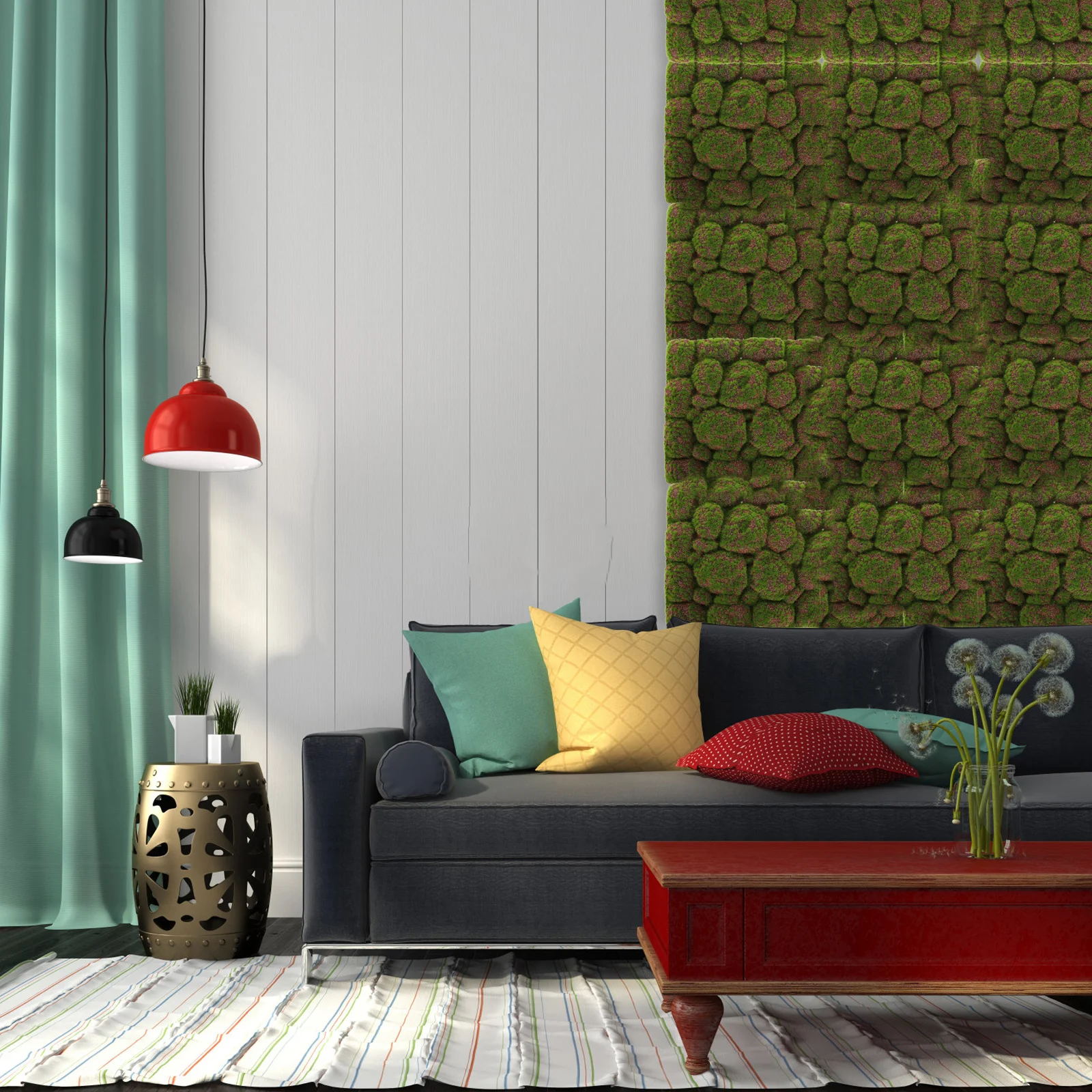 

DIY Wall Crafts Flocking Moss Panel Fake Grass Wall Cover for Office Bar Restaurant Decor Artificial Plant Background