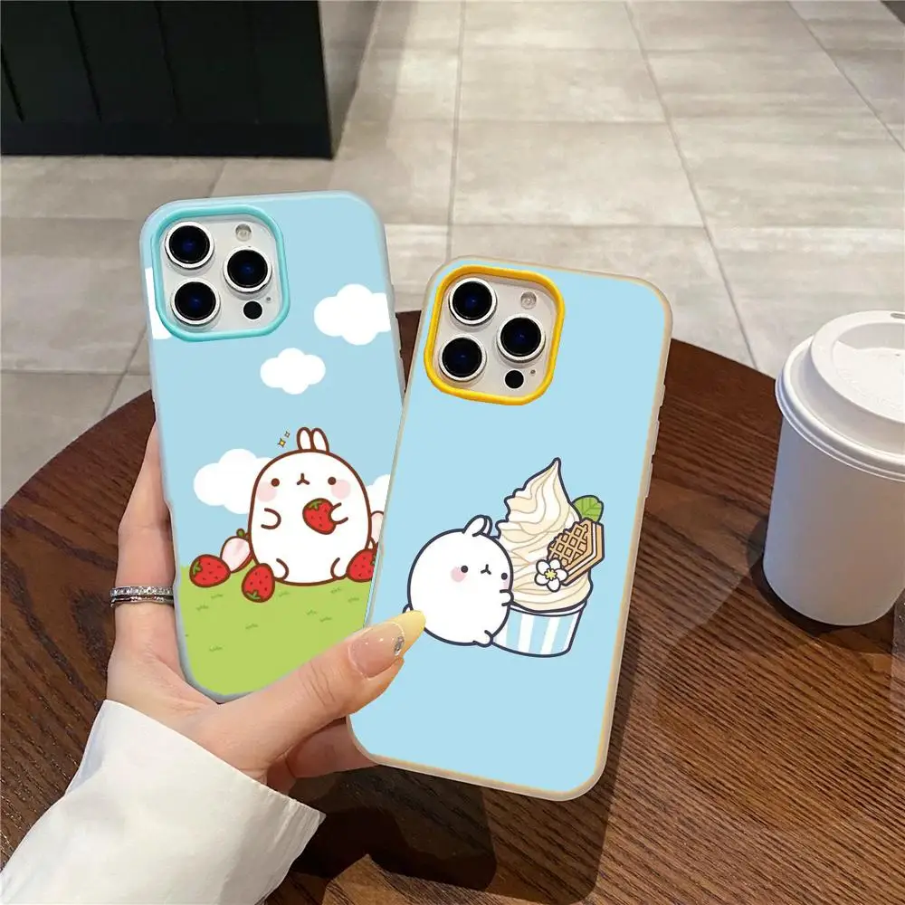 Molang Phone Case Jelly Dual-Layer Shockproof Phone Case for iPhone 17 16 15 14 13 12ProMax