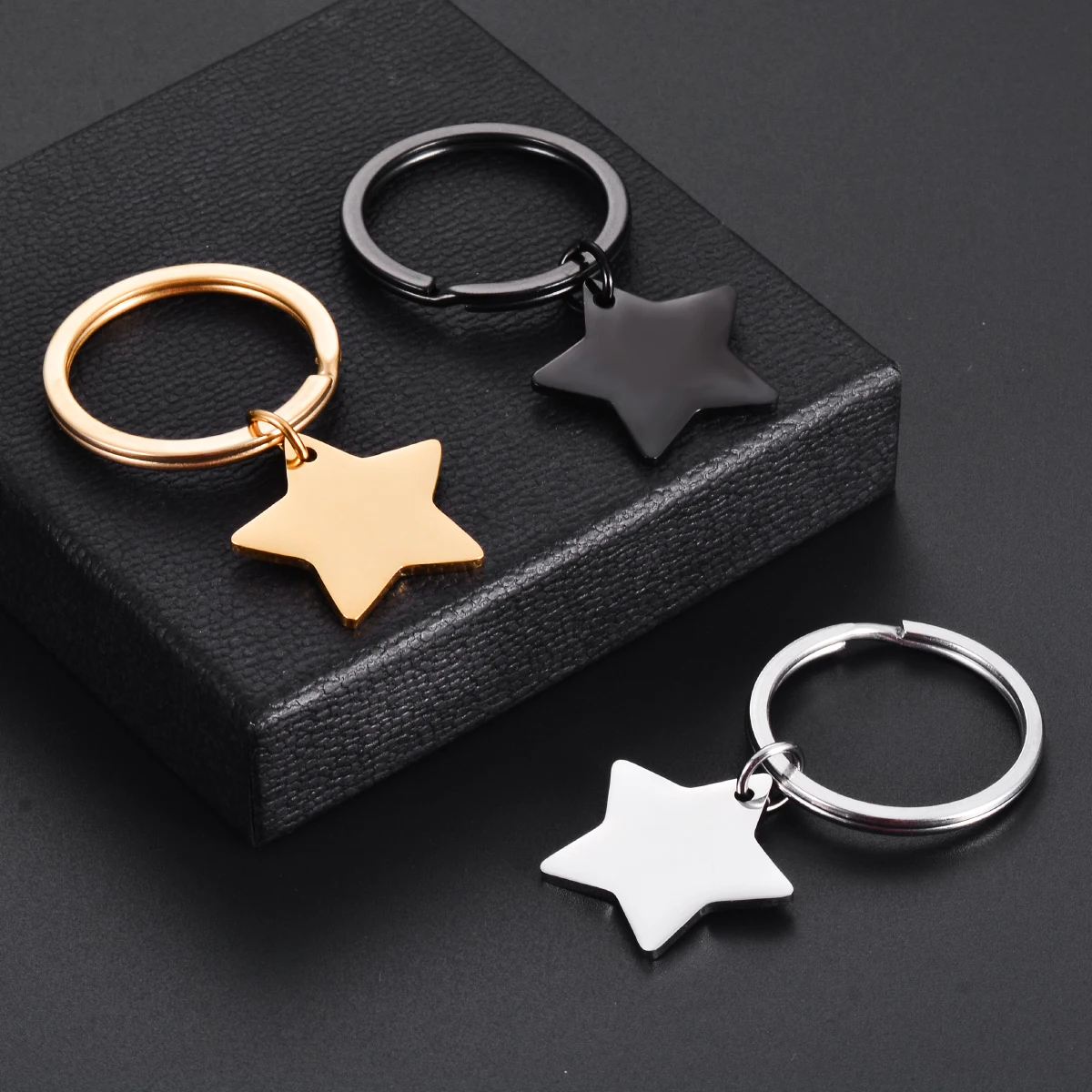 2Pcs Polishing Blank Dog Tag Stainless Steel Star Charm Military Army Pendant For Necklace Custom DIY Jewelry Making Keychain