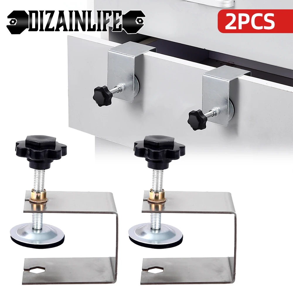 2Pcs Woodworking Jig Cabinet Tool Home Furniture Accessories Steel Drawer Front Installation Clamps Drawer Panel Clips Hand Tool