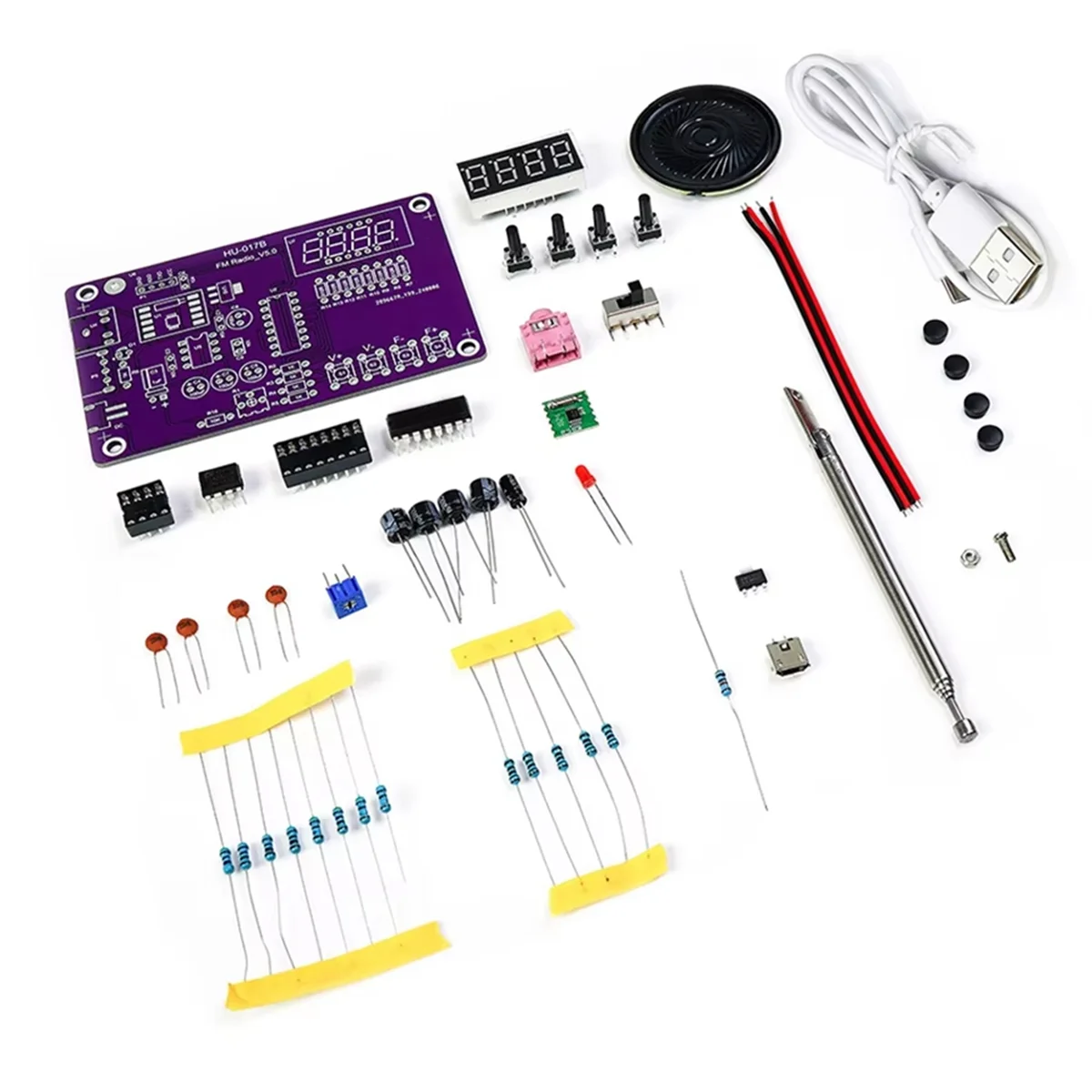 ABNJ Kit de bricolaje de Radio multifunción 87-108MHz FM Radio ajustable módulo DIY pantalla Digital LED volumen ajustable sin carcasa