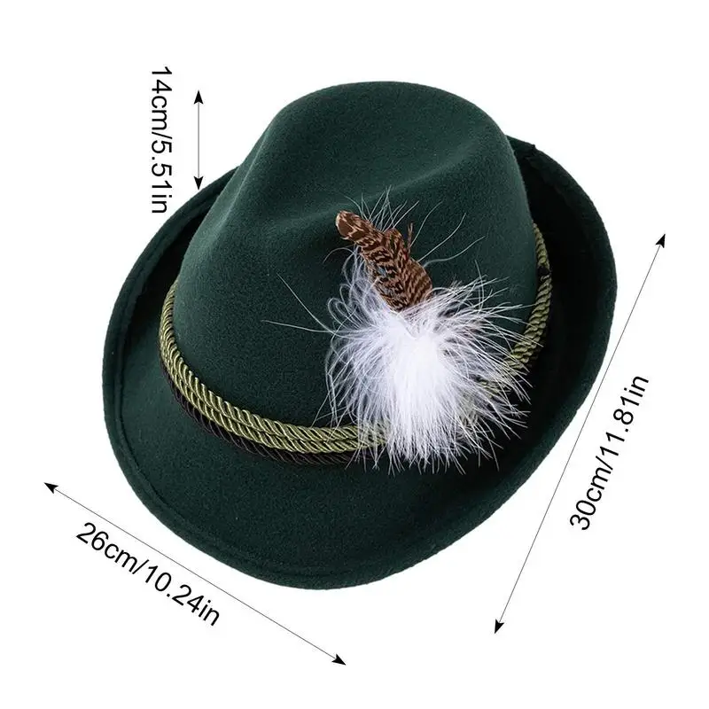 German Oktoberfest Fedora Unisex Panama Jazz Feather Felt Hat Munichs Beer Hats Halloween Costume Cosplay Caps Party Supplies