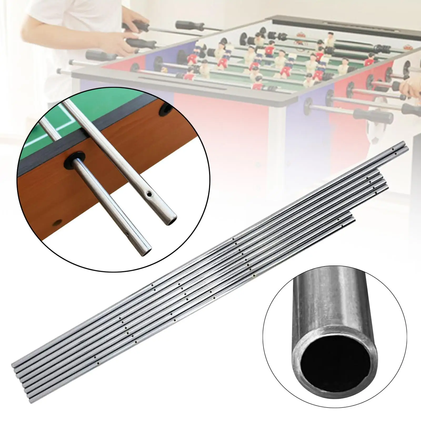 

8x Foosball Table Rods Replacement Foosball Table Poles Easy Install Arcades Family Table Soccer Machine Stainless Steel Rods