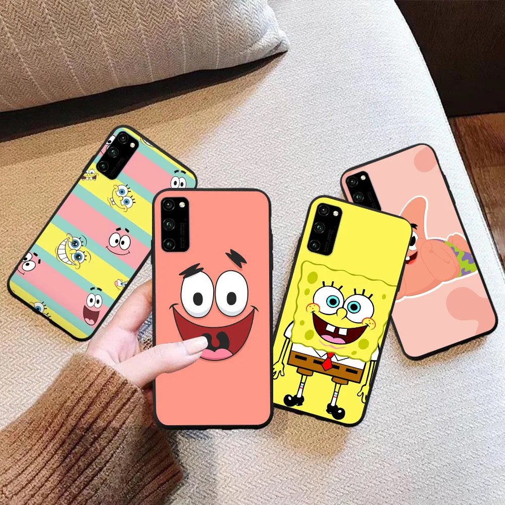 SJ-67 SpongeBob SquarePants Silicone Case For Samsung Note 8 9 10 20 S10 S20 S21 S22 Ultra Lite Plus