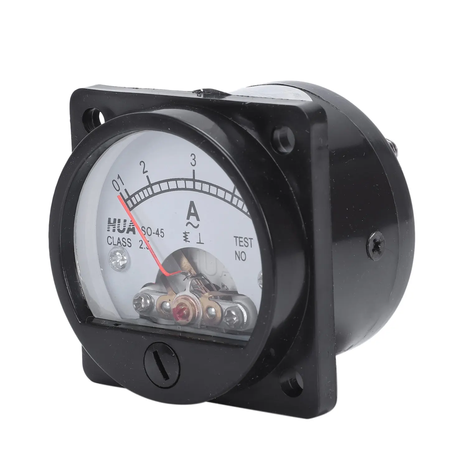 Class 2.5 Accuracy AC 0-5A Analog Panel Round Meter Ammeter Meter Black