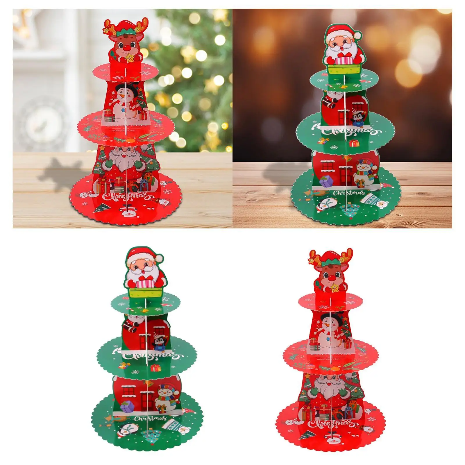 Christmas Dessert Stand Portable 3 Tier Cake Tower for Halloween Home Shop