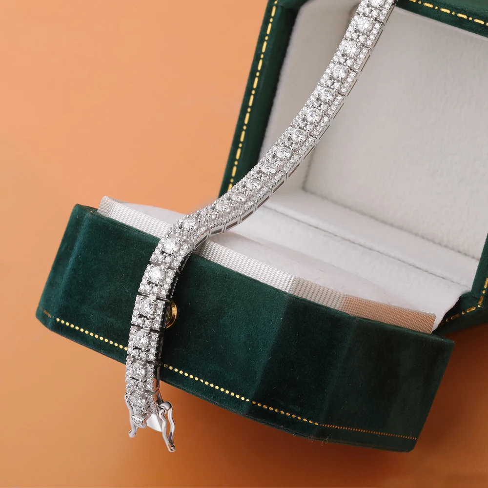 NKHOG フルモアッサナイト女性ブレスレット 925 スターリングシルバーテニスブレスレットウェディングパーティー D VVS ダイヤモンドジュエリー高級ギフト GRA