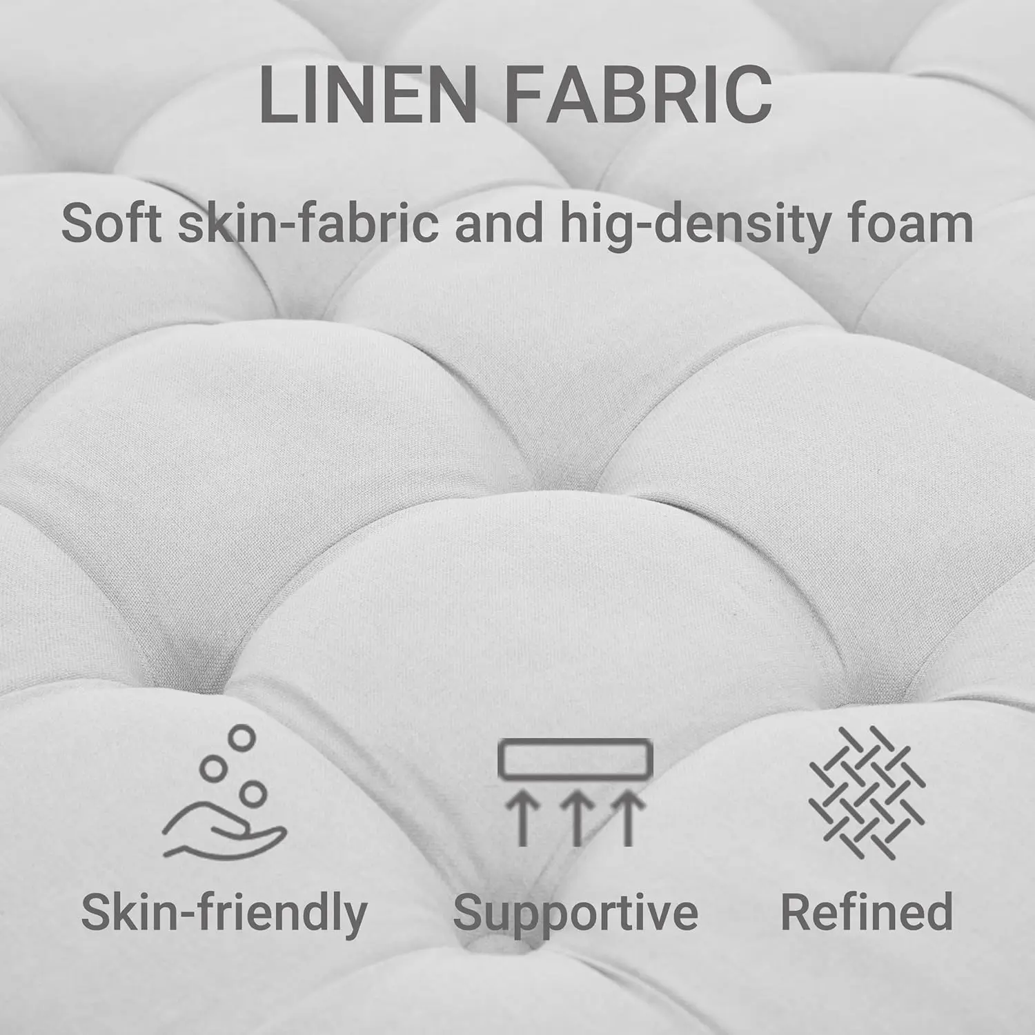 Large Square Storage Ottoman Bench, Tufted Upholstered Coffee Table Ottoman with Storage, Oversized Storage