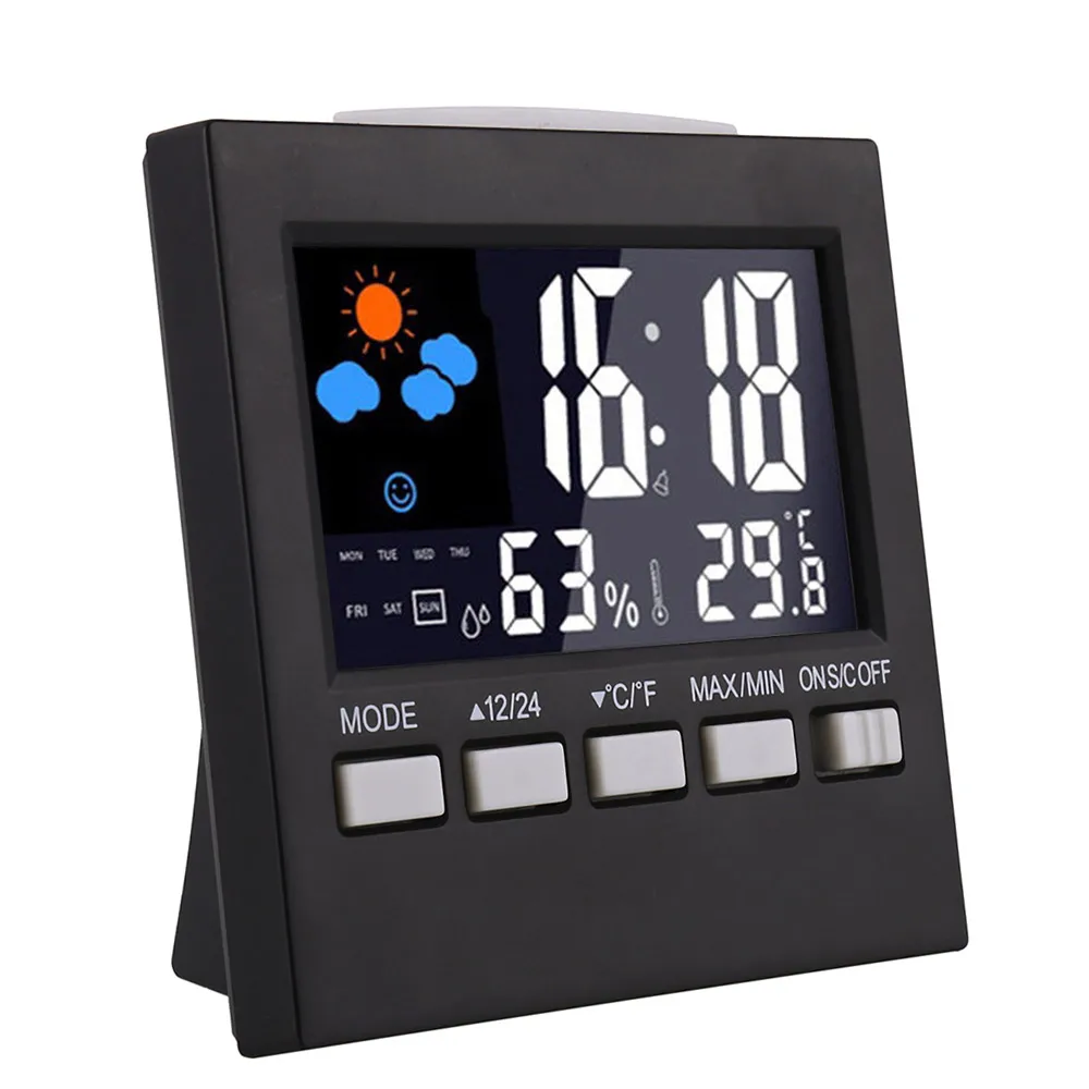 New Digital Alarm Clock Battery Operated Desk Clocks with Temperature Humidity and Date Large LCD Display Digital Calendar LED