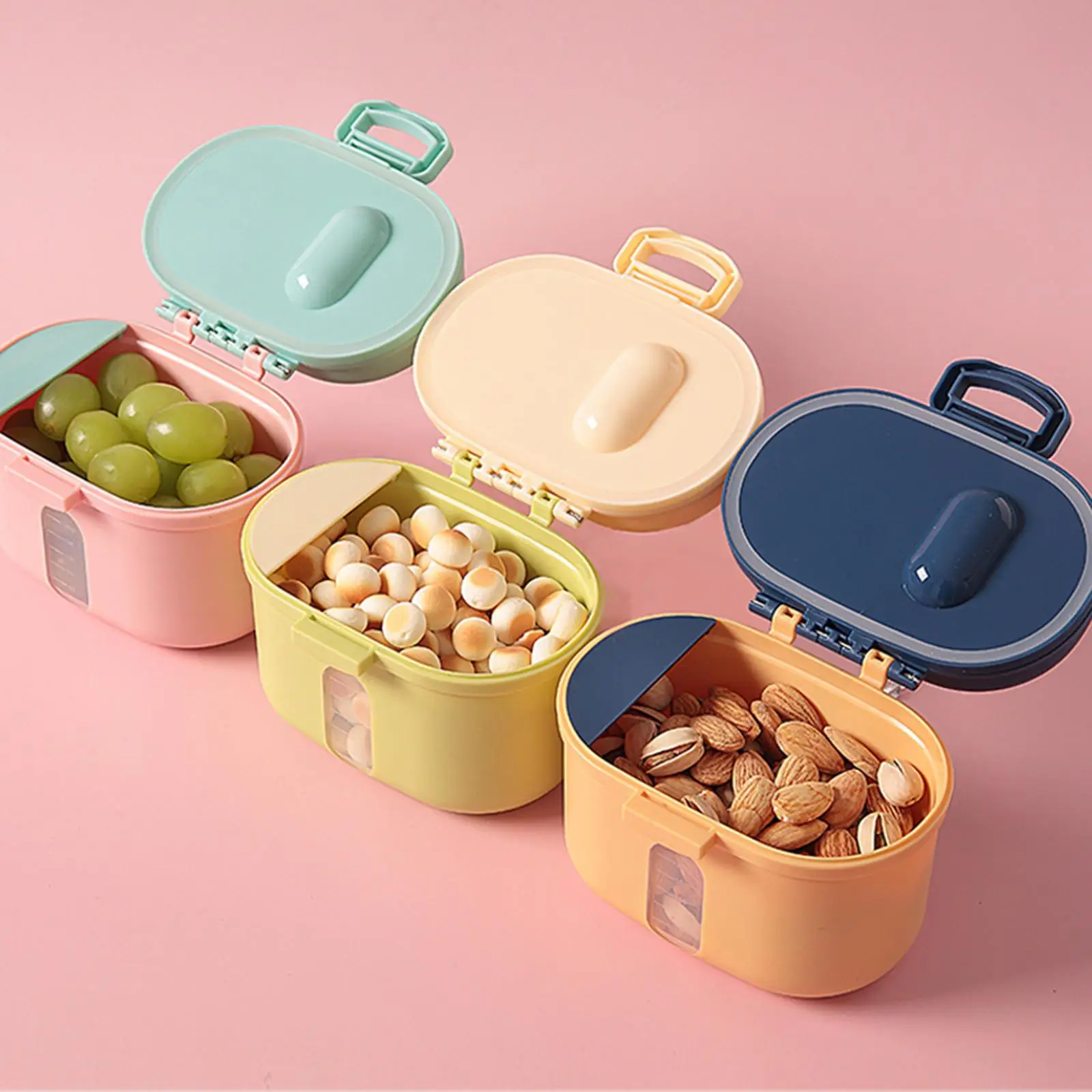 Baby Formula Dispenser with Spoon Double Layer Sealed Milk Powder Container for Outing Snack Storage