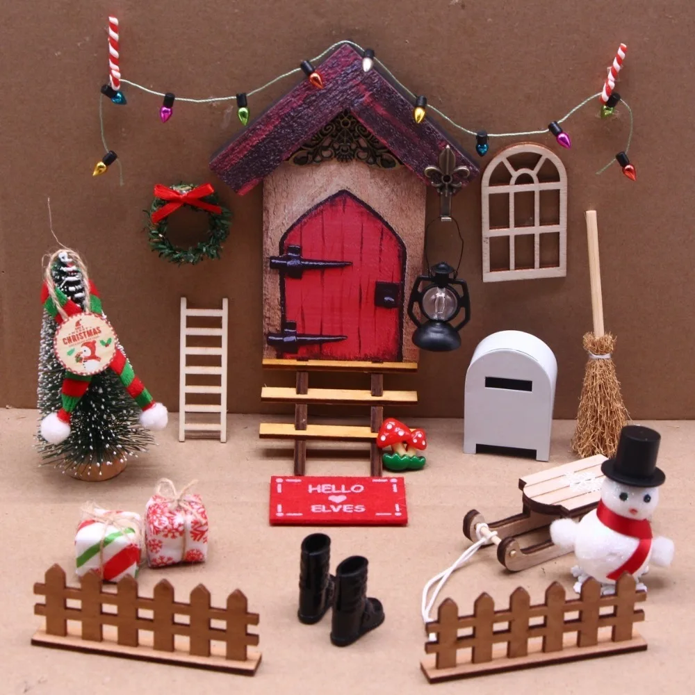 1:12 Mini Dollhouse Elf Door Handmade DIY Crafts Miniature Scene Christmas Decoration Miniature Dollhouse Toy