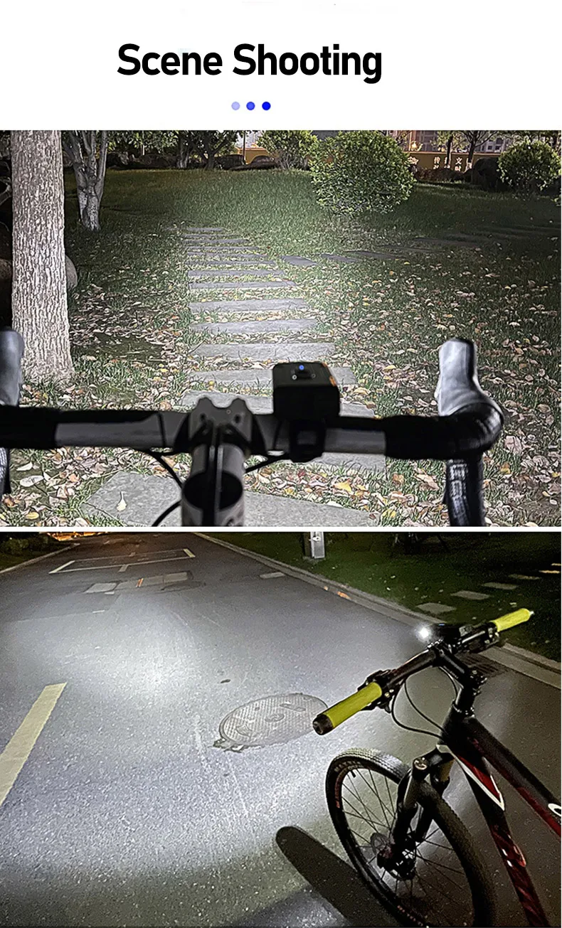 Bicycle Light T6 LED Bike Front Lamp 6 Modes Cycling Lantern Type-C Rechargeable MTB Bike Headlight Flashlight for Night Riding