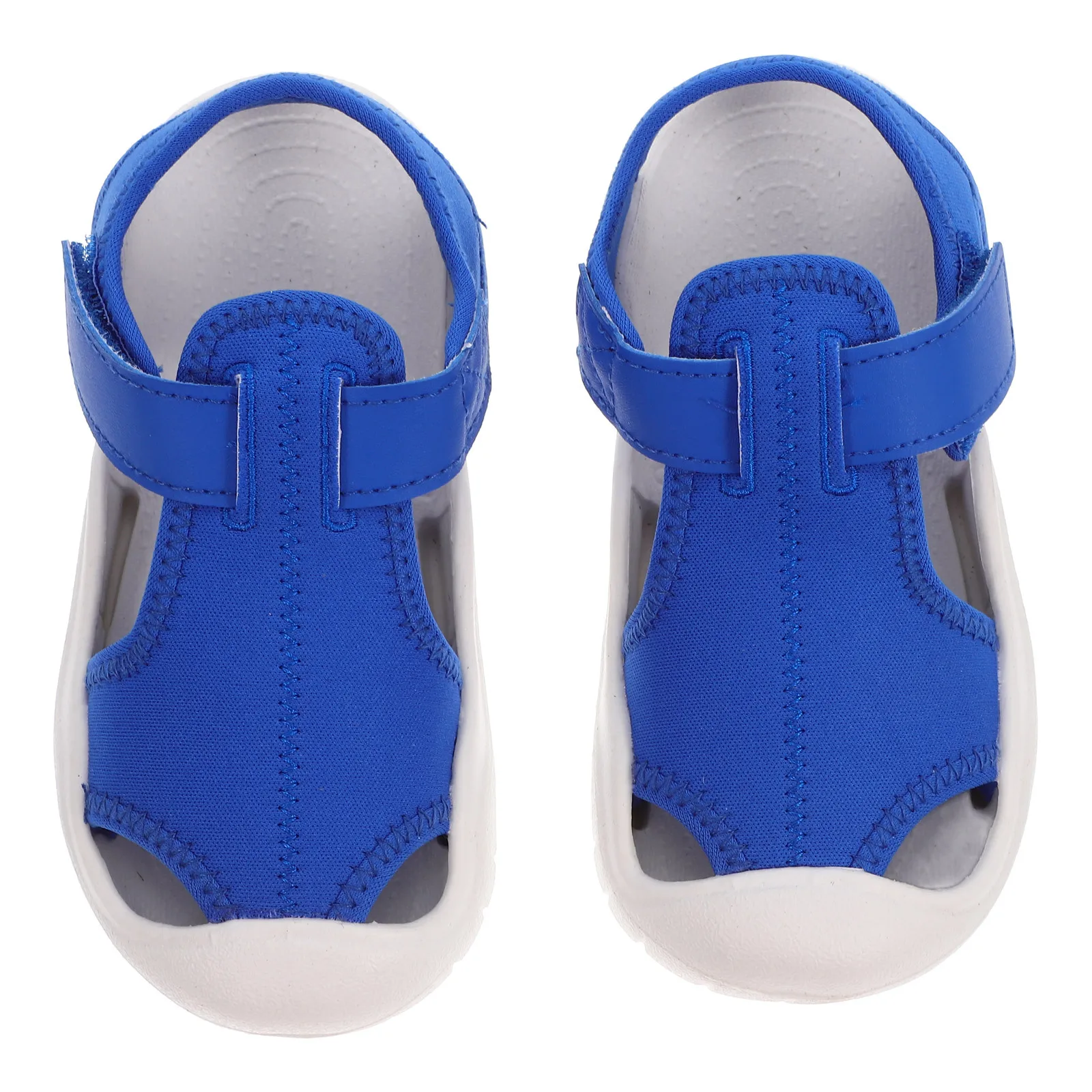 1 زوج الأطفال الصنادل تصميم بسيط المضادة للصدمات مادة مرنة عدم الانزلاق كعب مسطح صنادل شاطئ أحذية الصيف للأطفال