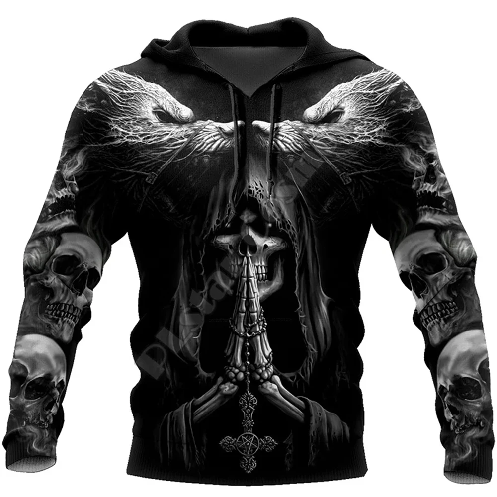 

Men's Sweatshirt 3D Printed Skull Graphic Hoodie Top Fashion Unisex Sweatshirt Spring Season Hip Hop Streetwear Oversized Casual