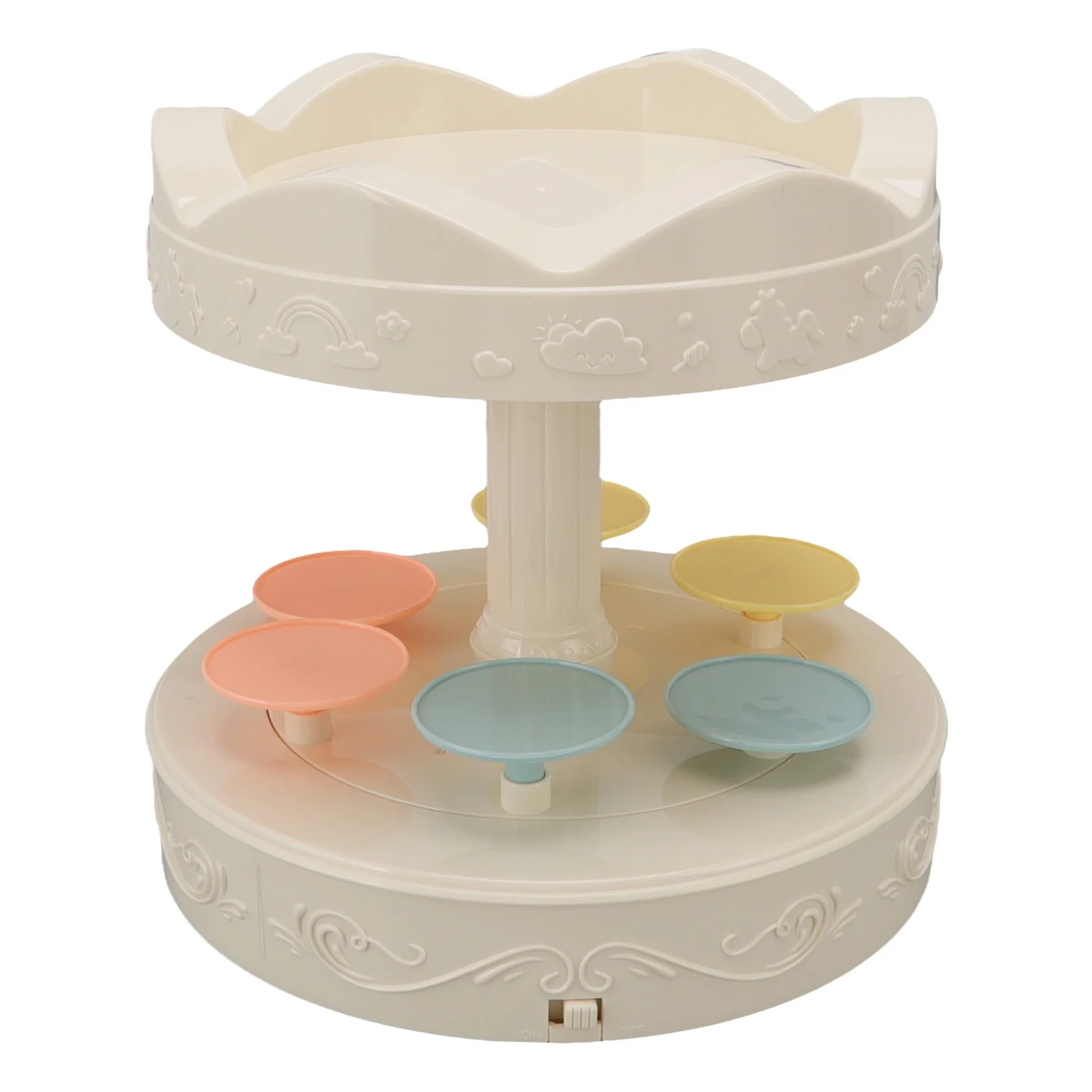 6 Trays 2 Tier Automatic Rotating Dessert Cupcake Display Table Swing Tray with Music for Wedding Birthday Party Supplies Gift
