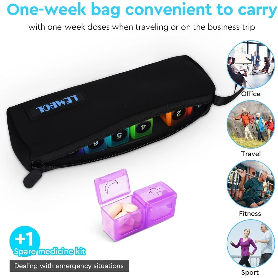 Monthly Pill Organizer 2 Times a Day 30 Day Pill Organizer Box AM PM with Weekly Pill Bag 32 Daily Large Compartments 1 Month P