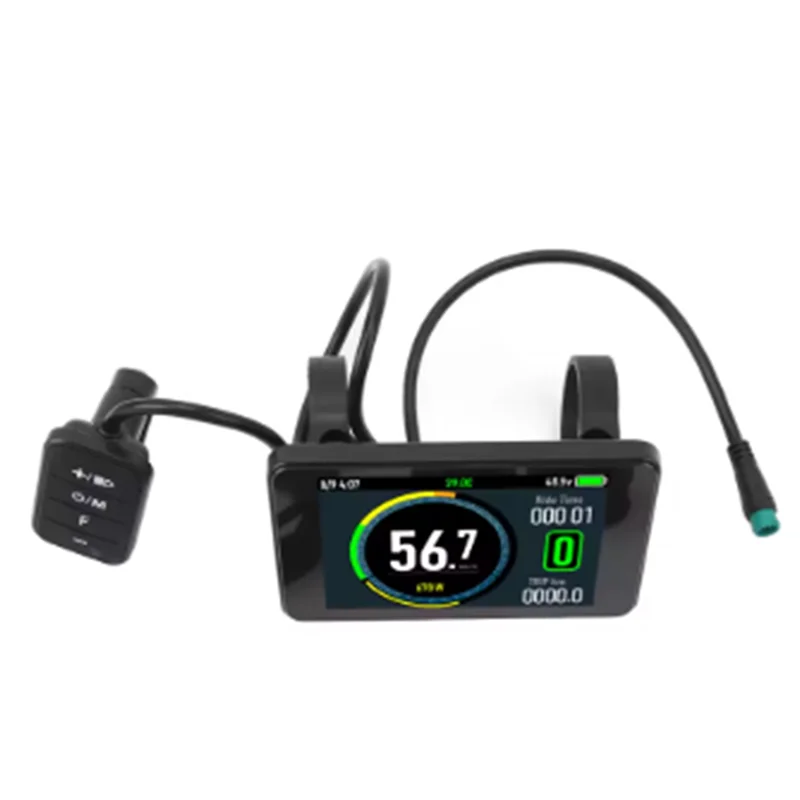 Effizientes T8-LCD-Display für Elektrofahrräder, bunter Bildschirm, 24 V bis 72 V, wasserdichter Fahrrad-Steuermonitor