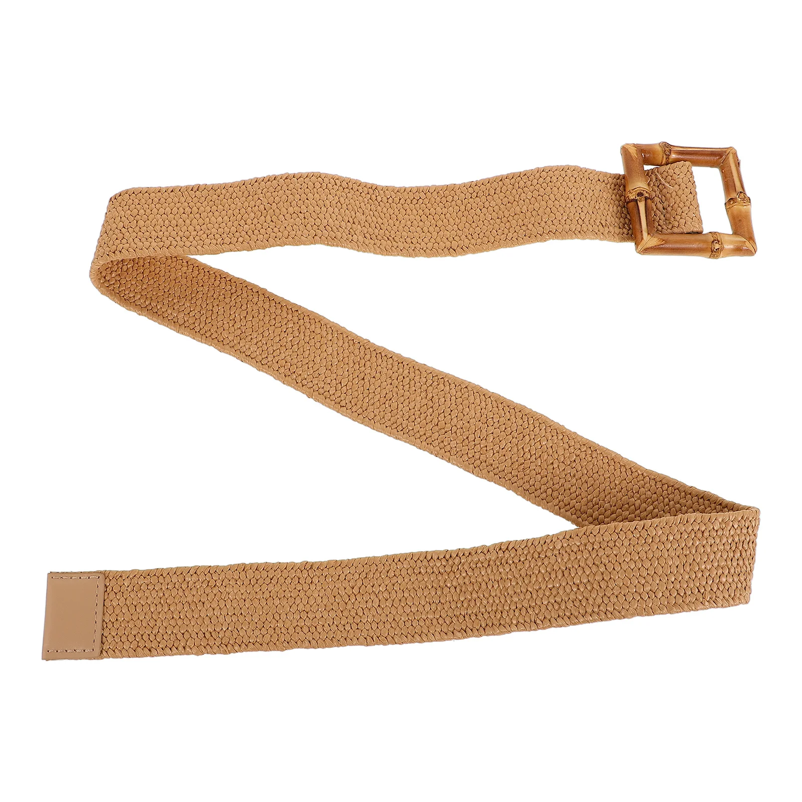 Braided Bamboo Buckle Belt Woven Belts for Women Pp Wide Straw Ladies