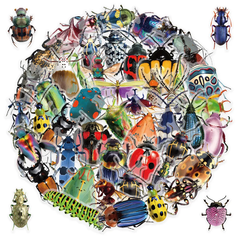 50 Pcs Insect Themed Stickers - Unique Bug Pattern Decals for Notebook, Luggage & DIY Decoration Giajar Sticker Store