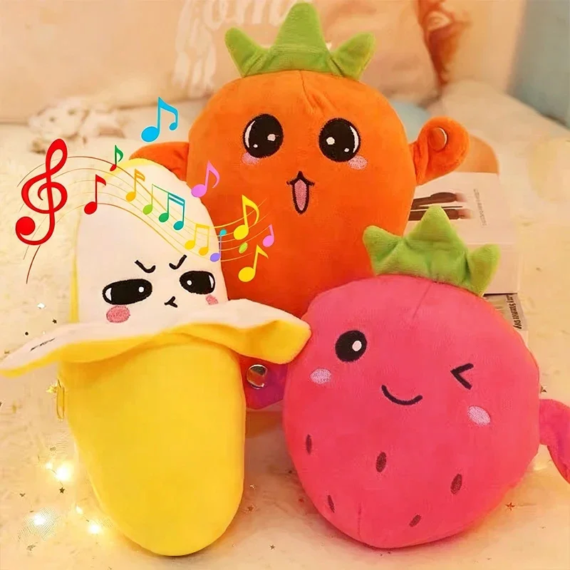 &Kids Banana Fruit Induction Beat Toy Creative Music Dolls Kawaii Parent-child Toys Sensory Party Game Collectible Toy
