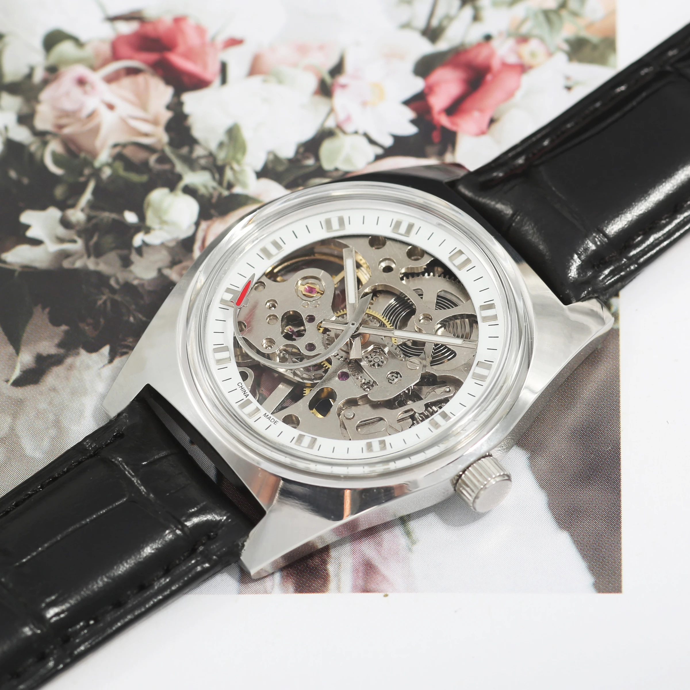 Shanghai 8120 36mm Mechanical Watch Retro Hollow Design Formal Business Men Daily Birthday Holiday Anniversary Best Gift For Him
