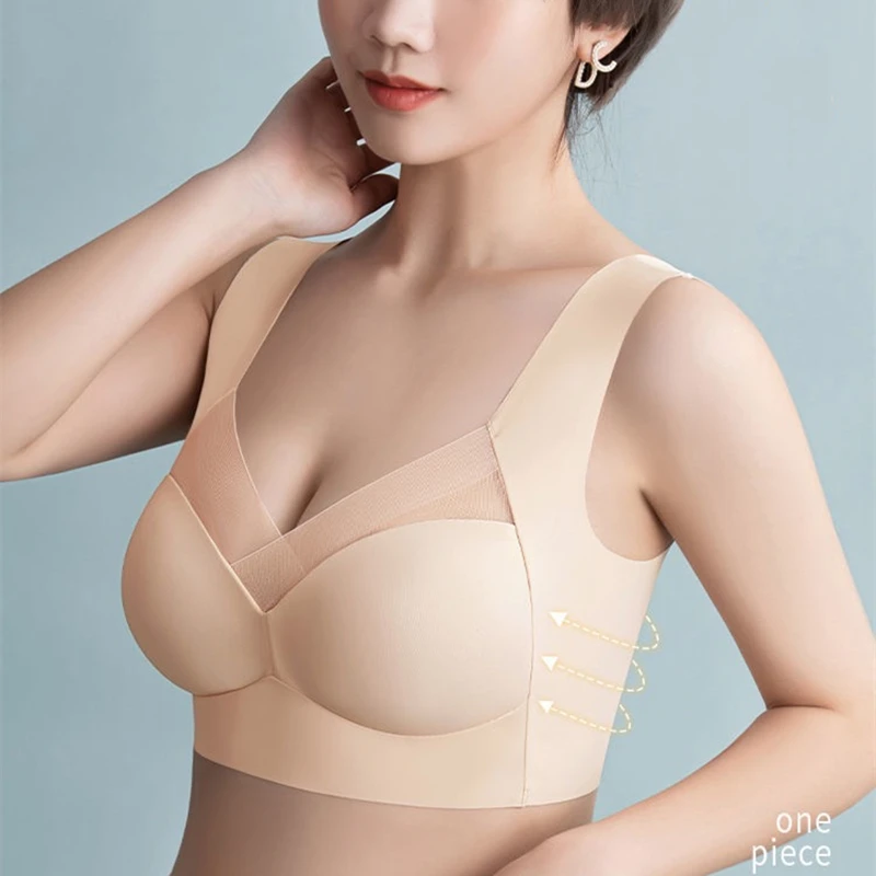 No Trace Large Size No Steel Ring Bra Small Chest Gathered Breast Milk Integrated Sports Sleep Vest Style Small Underwear