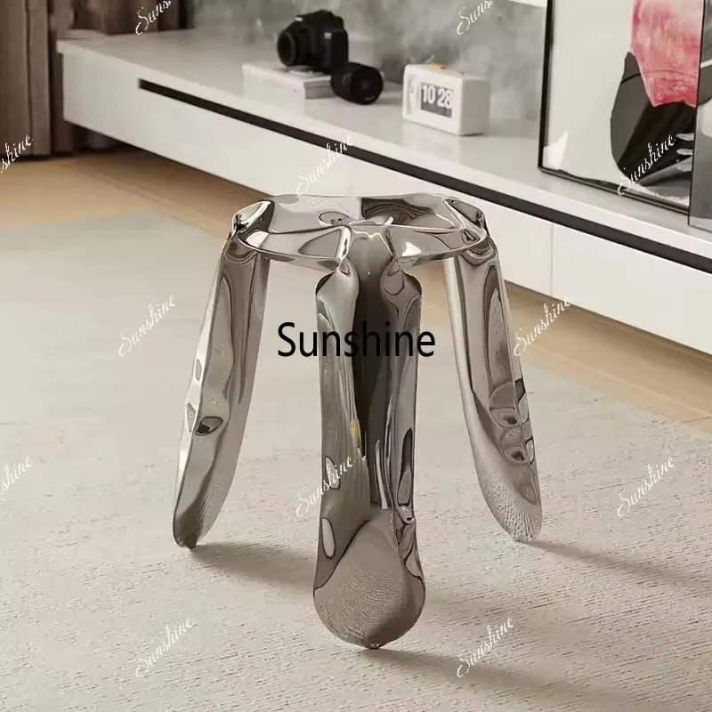Metal Inflatable 3D Stainless Steel Chair Creative Simple Footstool Plopp Nordic Balloon Stool for Club Living Room Makeup Stool