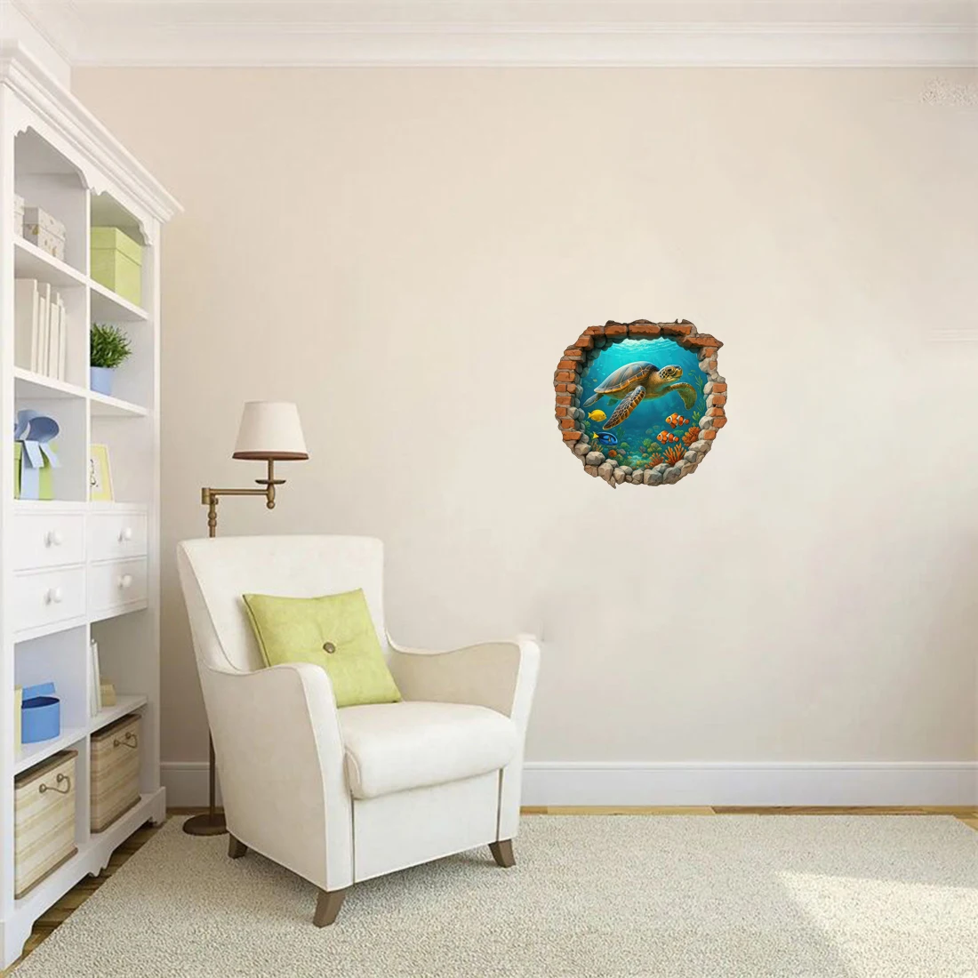 Three Ratels CD74 Creative Deep Sea Turtle Stickers for Home Decoration Toilet decals Car Stickers