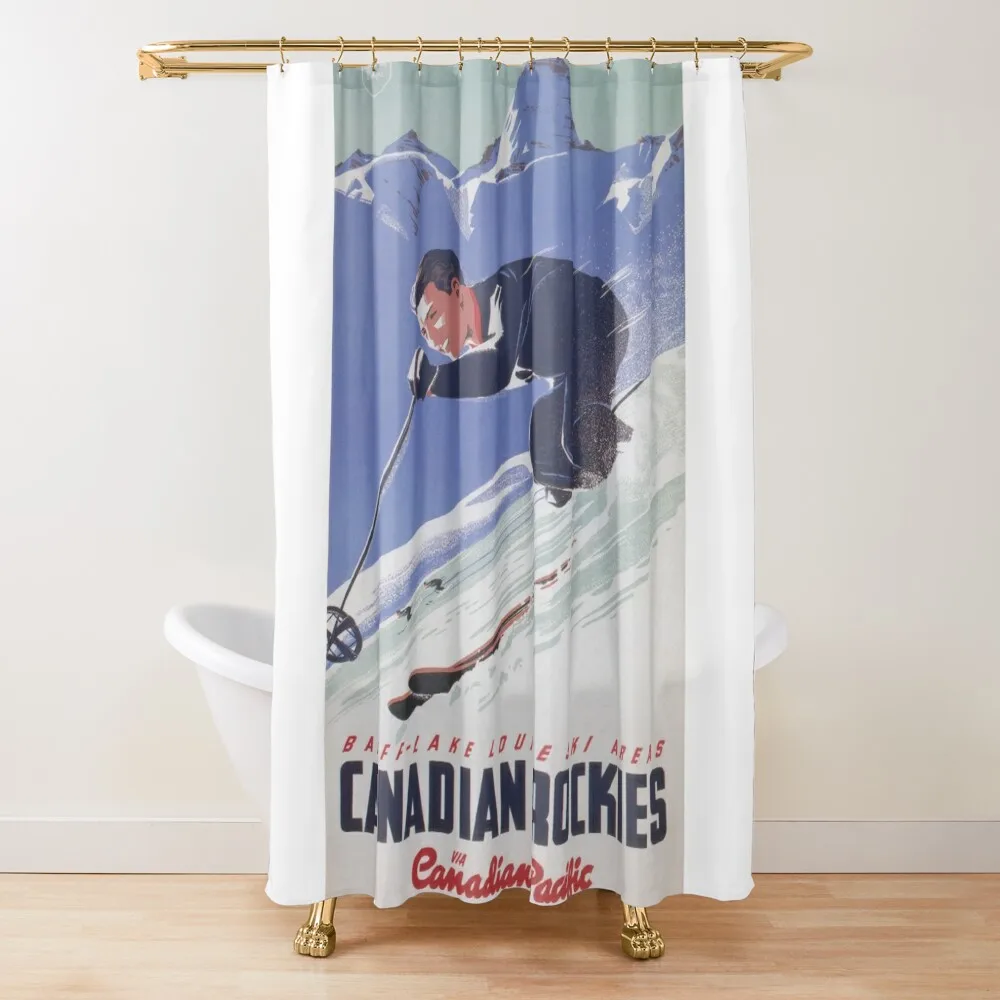 

Canada, Canadian Rockies, Vintage Ski Poster Shower Curtain Shower Bath Funny Shower Curtain