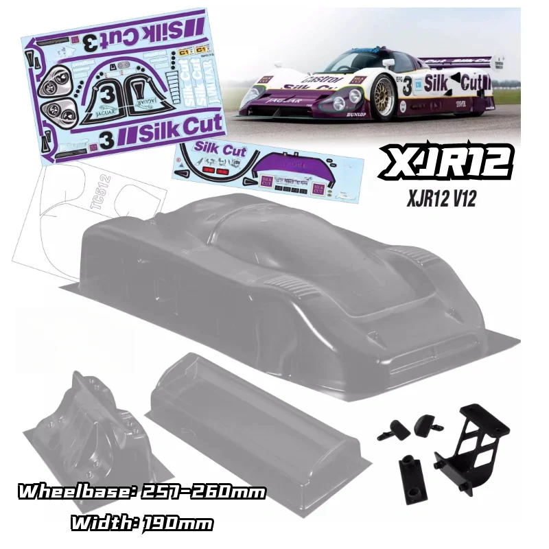 1/10 PC RC Le Mans XJR12 Shell Body 190mm Width Transparent Shell Body For RC On-road Touring 3RAICNG mst yokomo hpi hsp