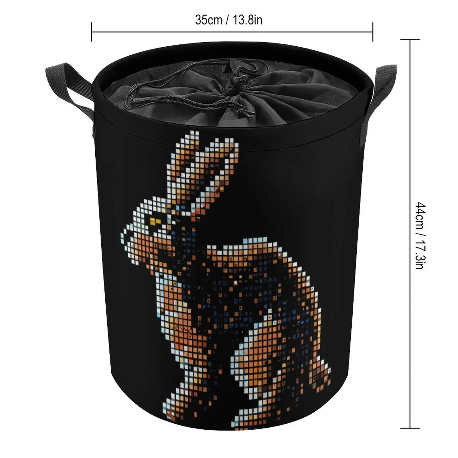 Storage Box Pixel Bunny Women's Vintage Wash Unisex Laundry Basket Organizer Division Can Be Folded Outdoor Storage Casual Graph