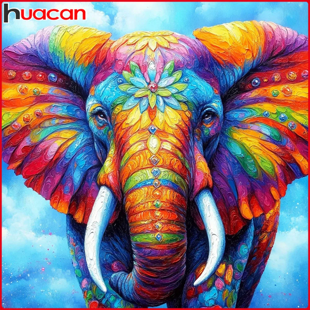 Huacan 5D DIY Diamantmalerei Elefant Blume Diamantstickerei Tier Neue Kollektion 2026 Dekorative Gemälde
