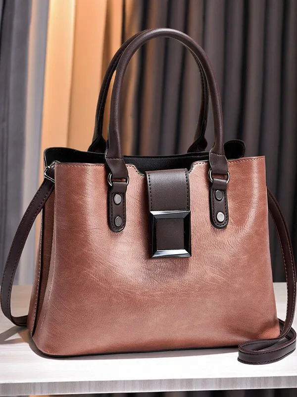 

2025 New Women's Autumn/Winter Blue Large Fashionable Commuter/Work Handbag with Decorative Metal Shoulder Bag