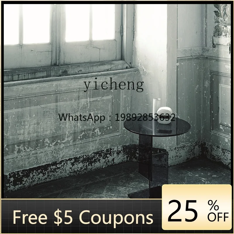 

simple coffee table light luxury modern creative acrylic sofa corner table transparent round glass small table