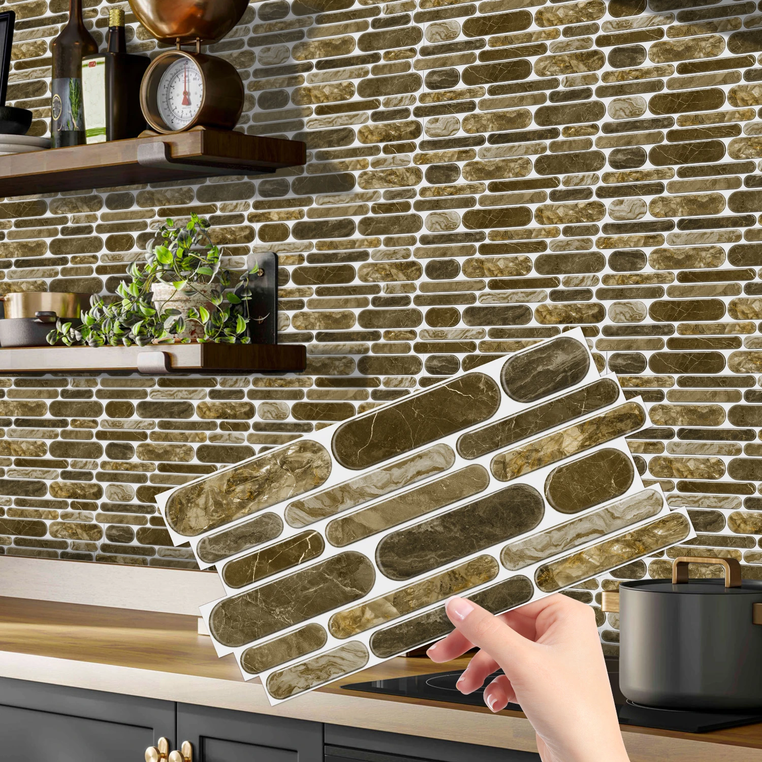 

(6/12/24/48 PCS)Self-Adhesive Marble Mosaic Wall Stickers, Easy to Cut & Install, HD Pattern, Waterproof, DIY Home Decor