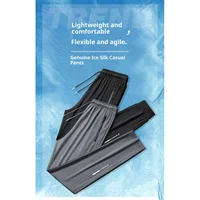 Pantalon de jogging léger et respirant en soie glacée pour homme, grande taille, avec poches zippées, extensible, idéal pour le quotidien, le sport et le fitness 6