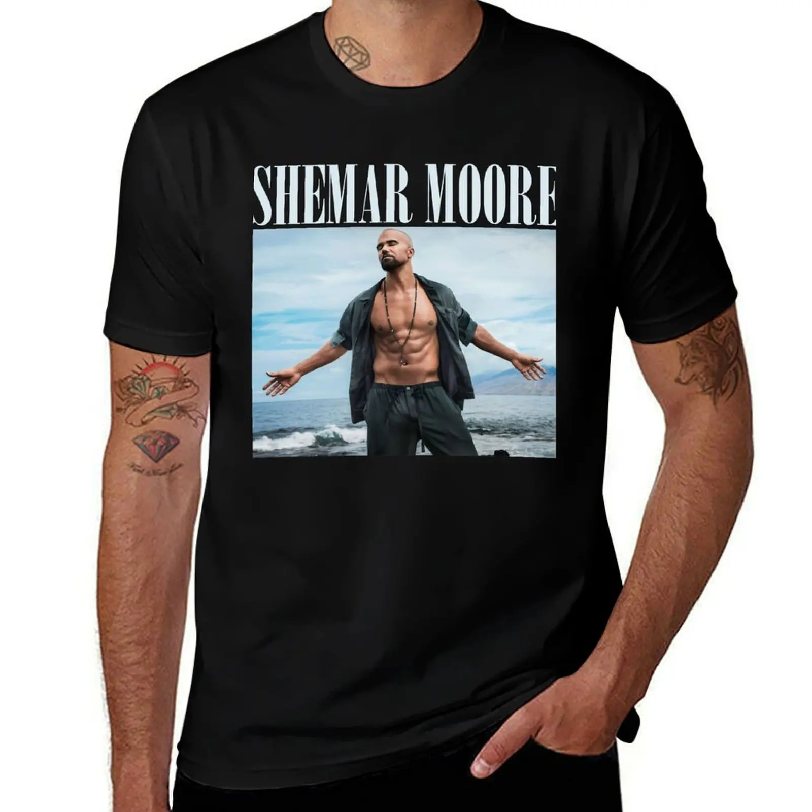 Gift For Men Shemar Moore Gift Movie Fans T-Shirt Art Pattern Printed Casual Top T-Shirt