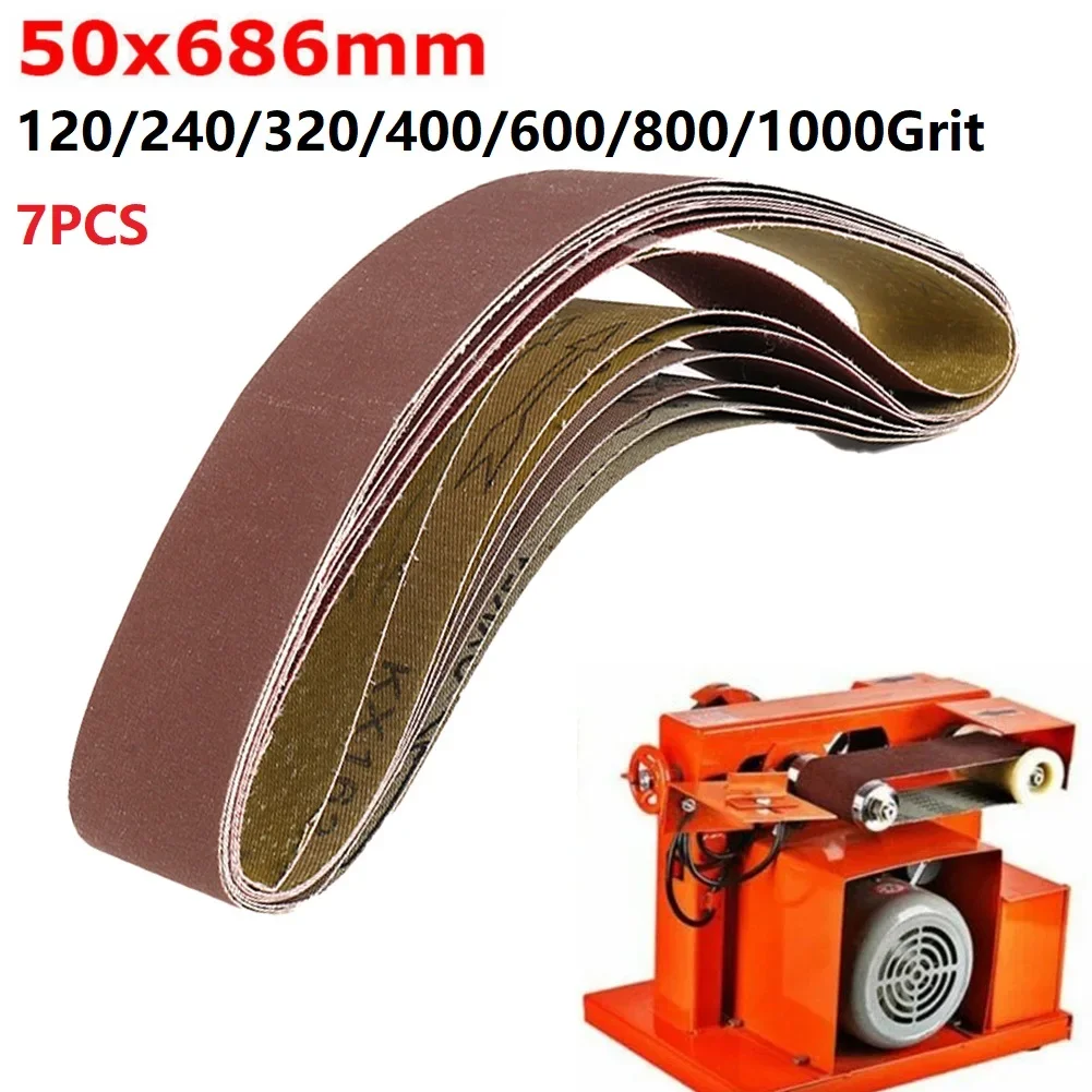 

7 PCS 50 X 686 MM Sanding Abrasive Belt For Metal Wood Grinding Sander 120-1000 Grit Alumina Belt Metal Material Polishing