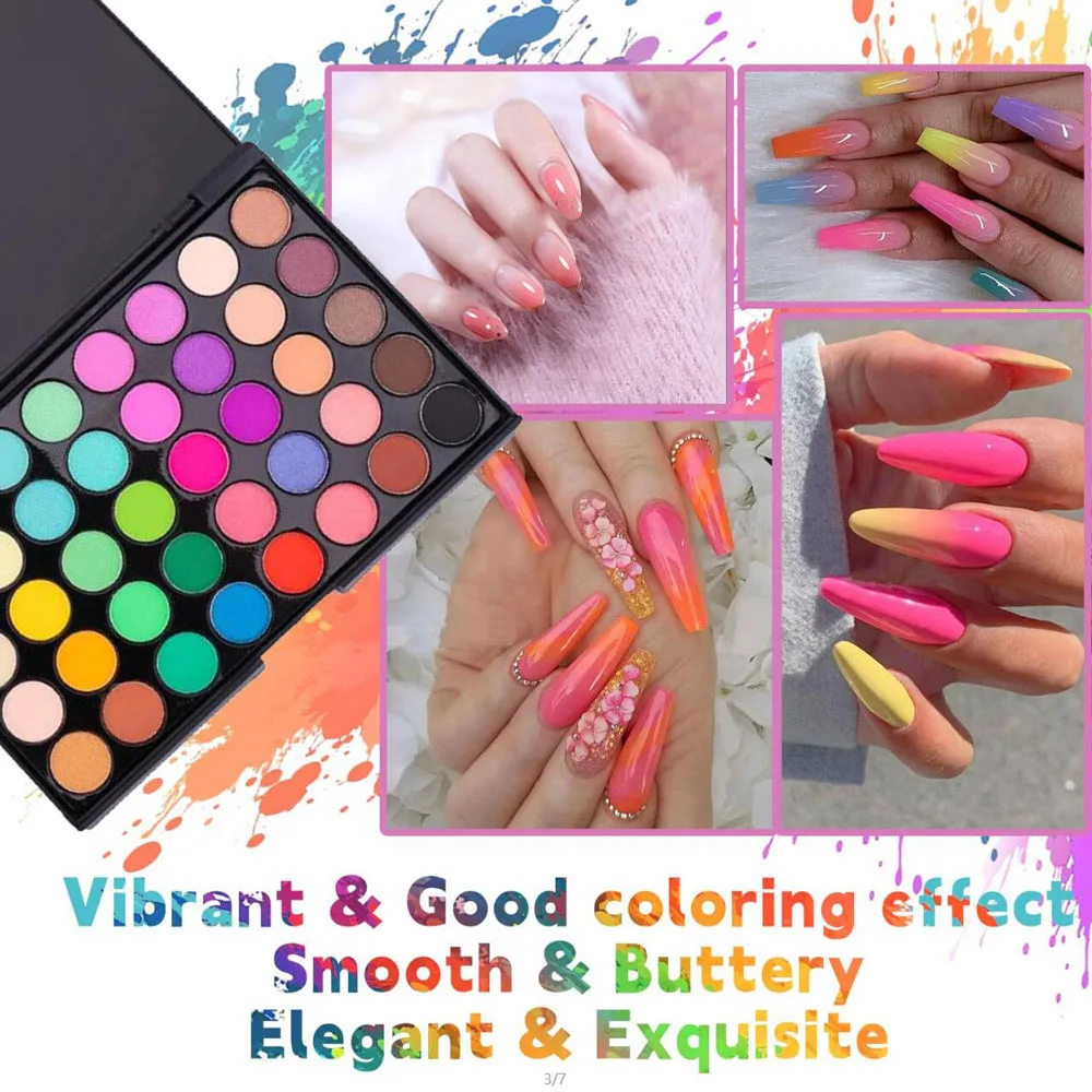 

40colors Multicolored Nail Eyeshadow Palette Glitter Long-Lasting Matte Waterproof Nail Pigment Beginner Makeup Practice Tools