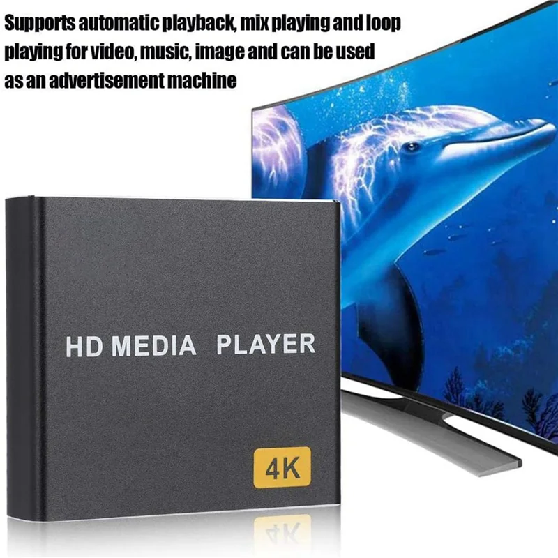 FORW-2X Mini 4K HDD Media Player 1080P Horizontal And Vertical Digital Video Player With USB Drive/SD Cards US Plug