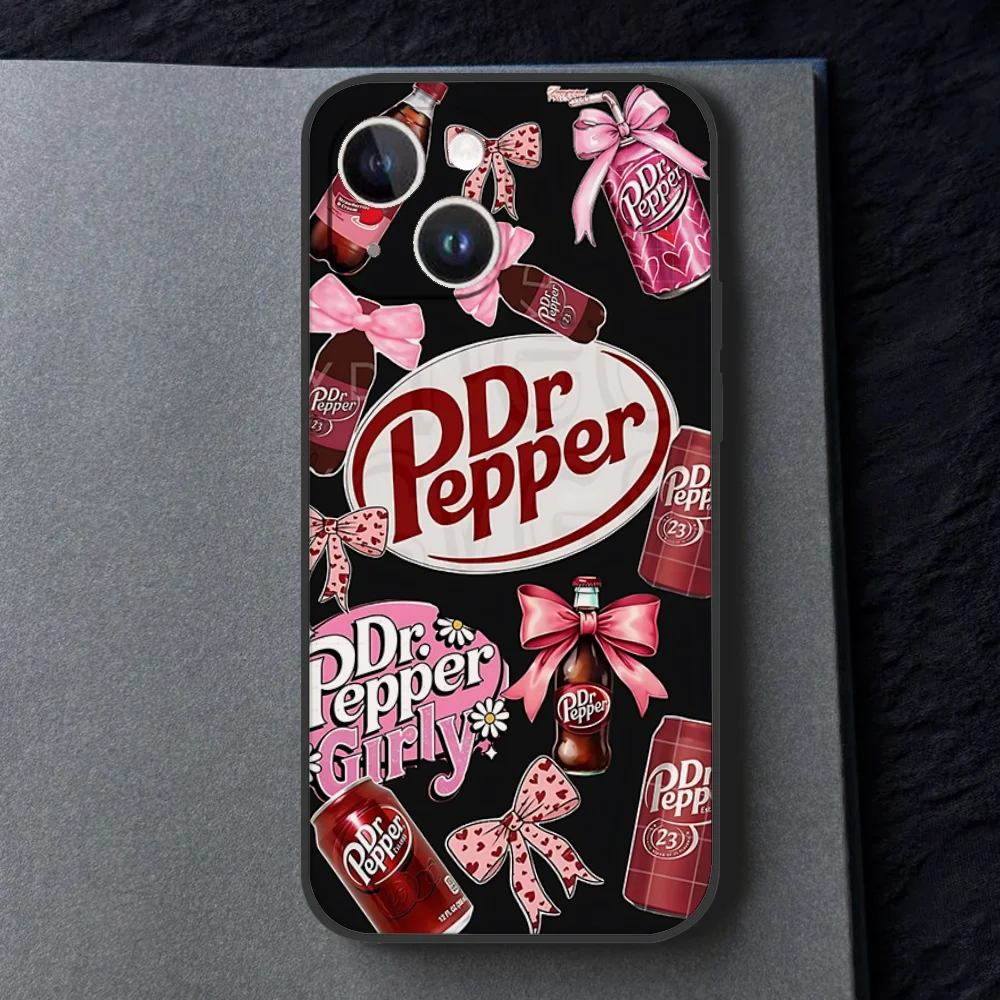 الكرز شرب D-Dr-P-Pepper جراب هاتف آيفون 16 15 11 13 14 برو ماكس 7 8 زائد X Xr Xs ماكس 12 البسيطة غطاء قذيفة سوداء #5