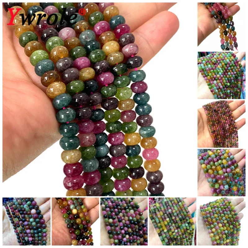 

Natural Stone Colorful Tourmaline Cube Abacus Faceted Round Loose Space Beads for Jewelry Making Diy Bracelet Accessories 15''