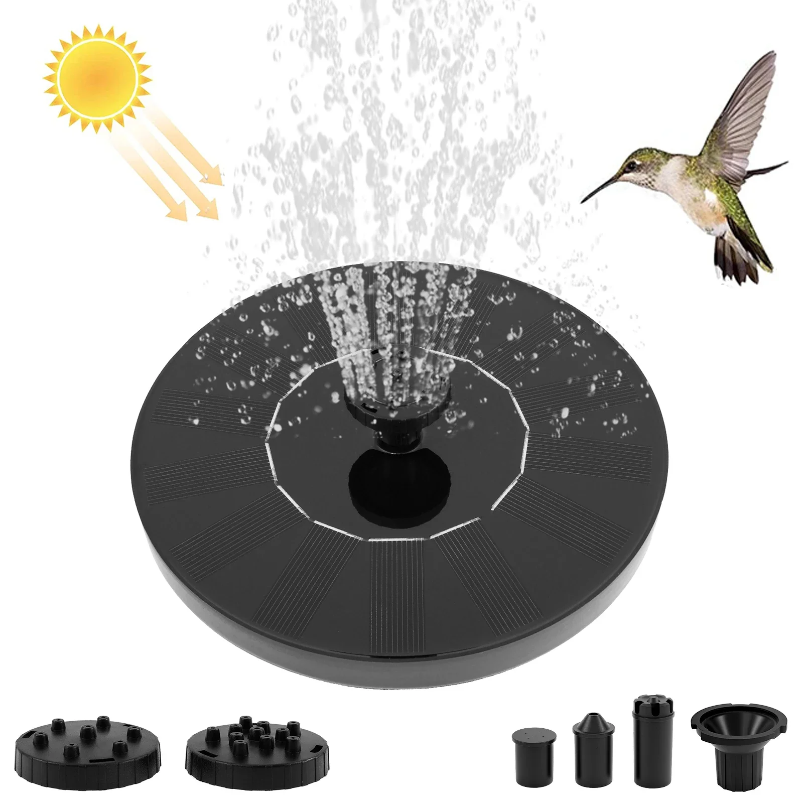 Bomba de Fuente Solar para Piscina, Estanque, Jardín, Baño para Pájaros con 7 Boquillas, Cascada Solar, Fuente de Agua