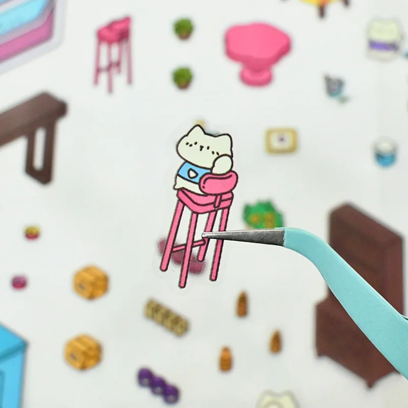 Creative 3d Simulation Pet Store Cabin Stickers Cute Cartoon Handmade Diy Landscaping Stickers Scene Stacking Pasting Stickers