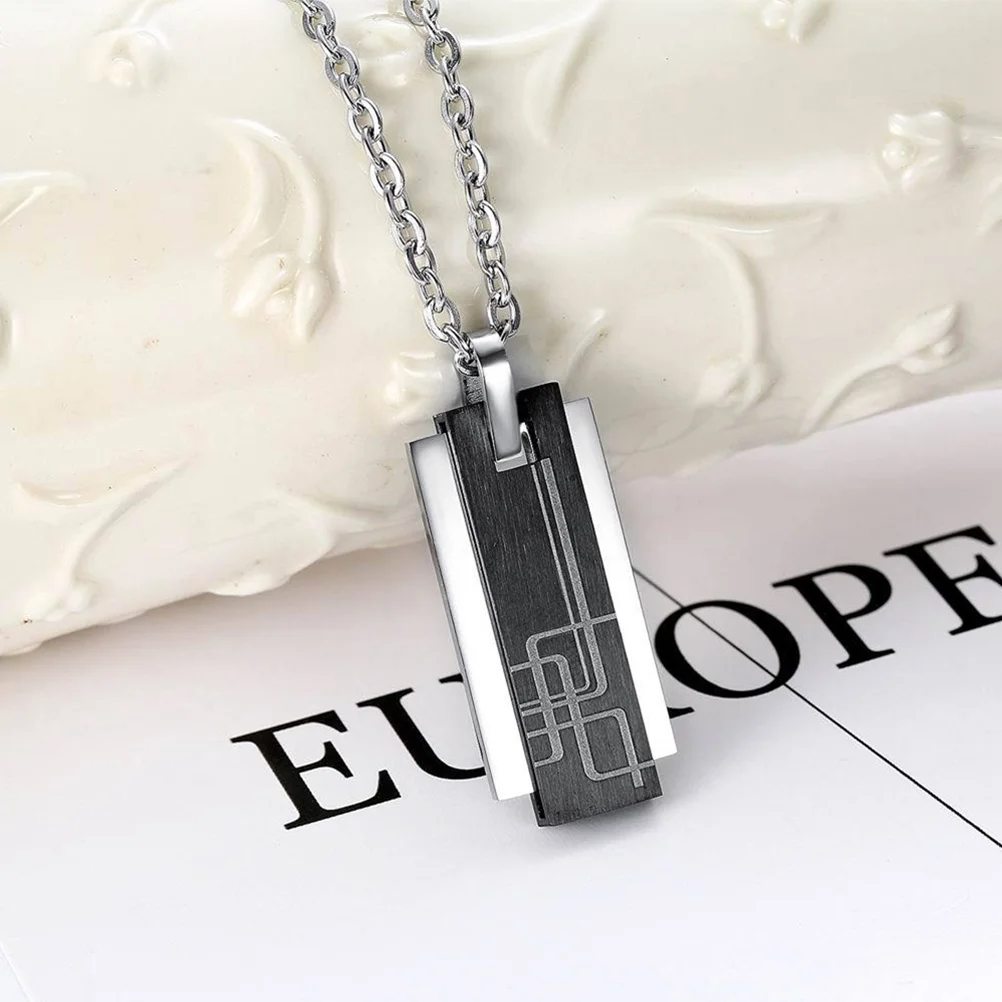 

1pc Titanium Steel Necklace For Men Simple Pendant Minimalist Chain Jewelry Gift Black Bar Necklaces Decorative Party Wear