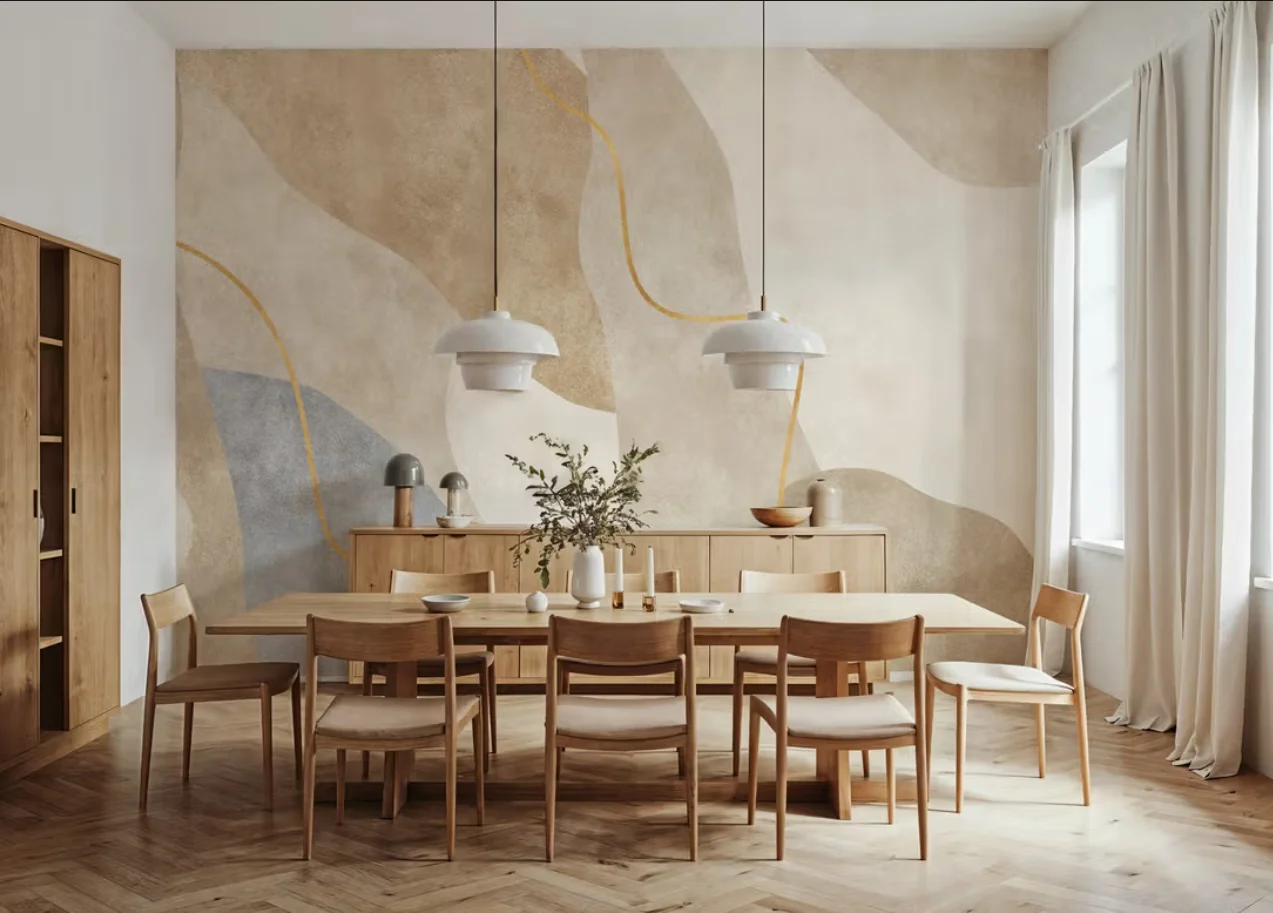 Customized Size Mural with Soft Beige, Cream, and Gray Brown Tones, Blended Texture Wallpaper, Colored Cement Wall Decoration