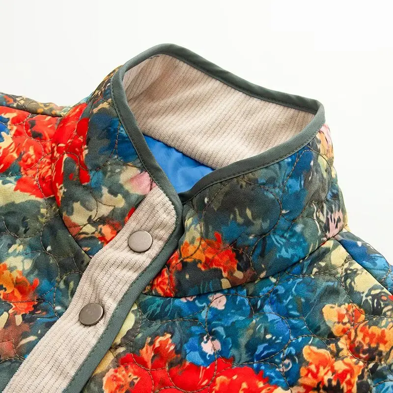 KASLEAD New Women's Geometric Heart Embroidered Cotton Jacket Coat Stylish Design Sense Fashionable Ladies' Cotton Outerwear