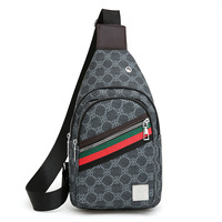 Men's PU Leather Crossbody Chest Bag Urban Travel Multifunction Shoulder Handbag with Earphone Hole Casual Accessory